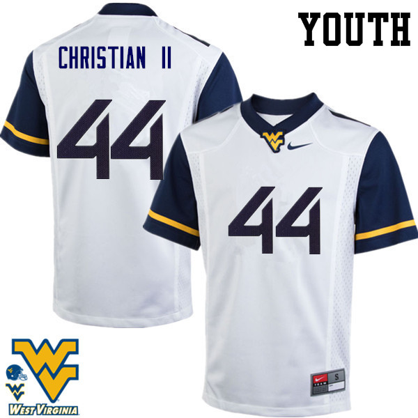 Youth #44 Hodari Christian II West Virginia Mountaineers College Football Jerseys-White - Click Image to Close